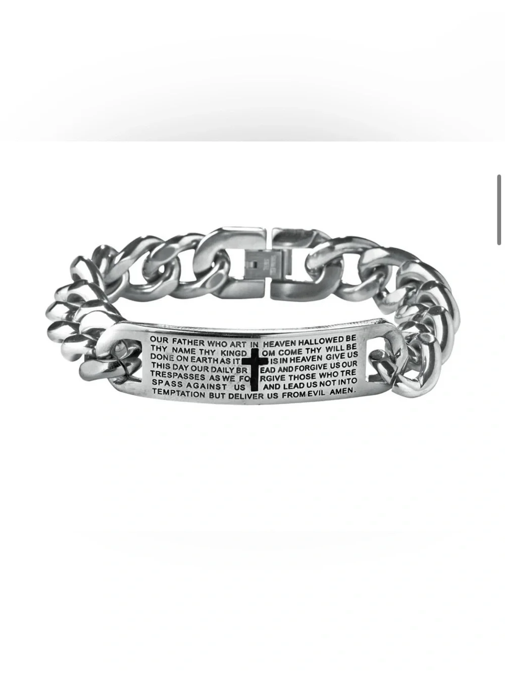 Lord's Prayer Stainless Steel Curb Bracelet